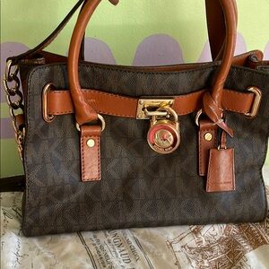 Michael Kors Dark Brown and Tan Satchel
